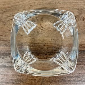 Art Deco Clear Glass Footed Toed Ashtray